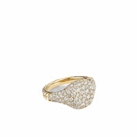 Chevron Pinky Ring in 18K Yellow Gold with Pavé Diamonds