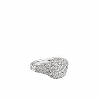 Chevron Pinky Ring in 18K White Gold with Pavé Diamonds