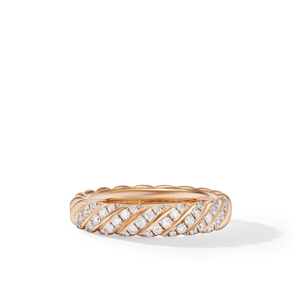 Sculpted Cable Bangle Bracelet in 18K Yellow Gold with Diamonds