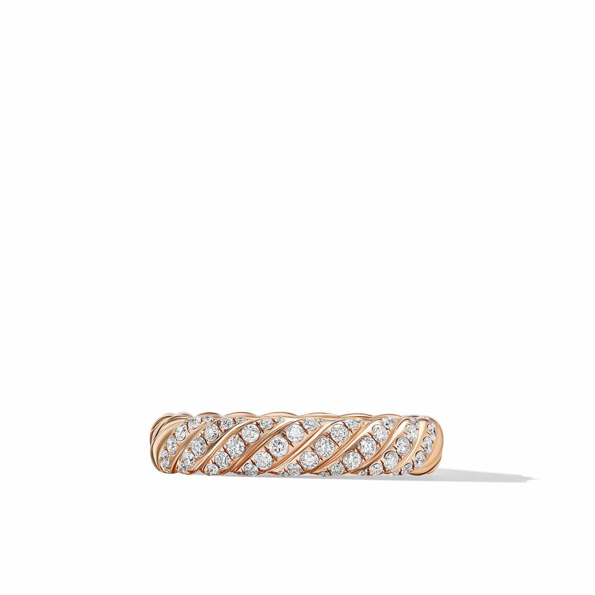 Sculpted Cable Bangle Bracelet in 18K Yellow Gold with Diamonds