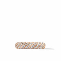 Sculpted Cable Bangle Bracelet in 18K Yellow Gold with Diamonds