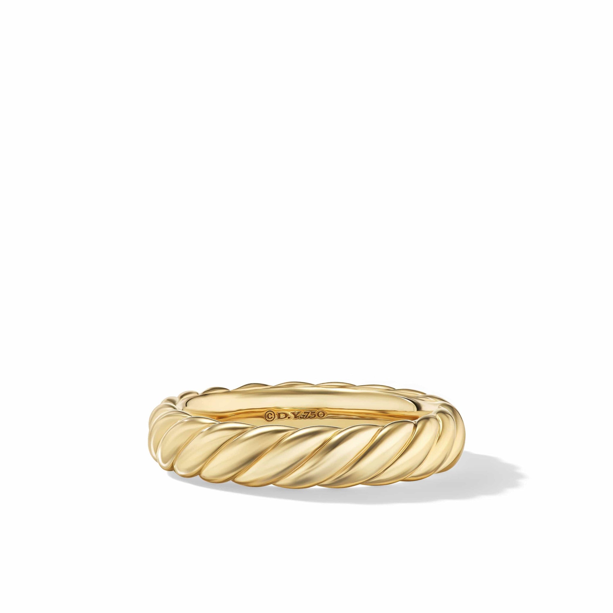 Sculpted Cable Bangle Bracelet in 18K Yellow Gold with Diamonds