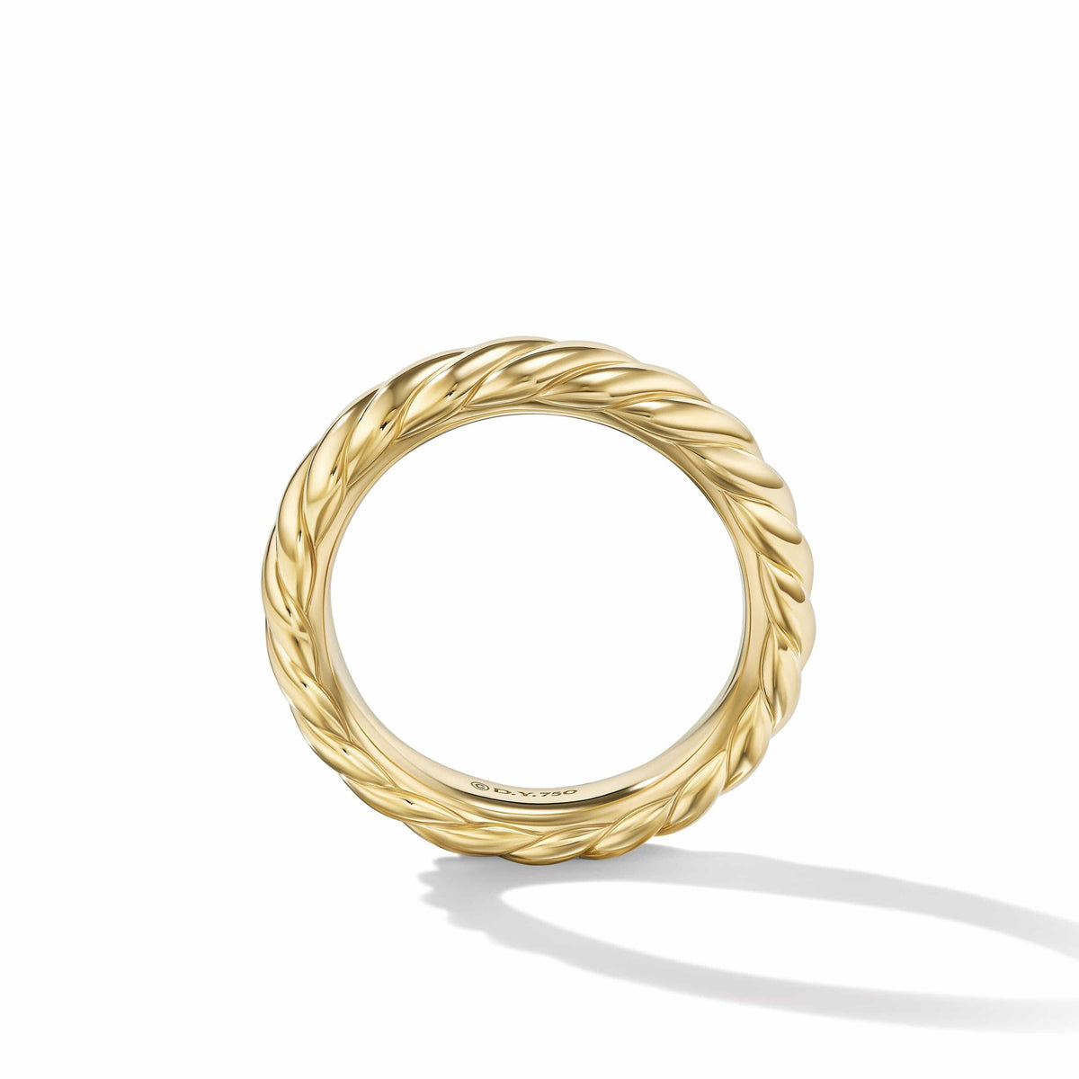 Sculpted Cable Bangle Bracelet in 18K Yellow Gold with Diamonds