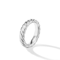 Sculpted Cable Band Ring in 18K White Gold