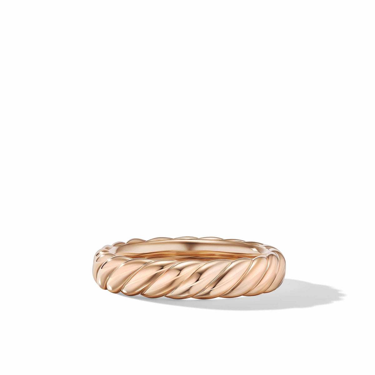 Sculpted Cable Bangle Bracelet in 18K White Gold with Diamonds