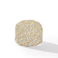 Sculpted Cable Ring in 18K Yellow Gold with Pavé Diamonds
