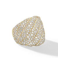 Sculpted Cable Ring in 18K Yellow Gold with Pavé Diamonds