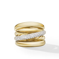 Pavé Crossover Five Row Ring in 18K Yellow Gold with Diamonds