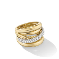 Pavé Crossover Five Row Ring in 18K Yellow Gold with Diamonds