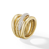Pavé Crossover Five Row Ring in 18K Yellow Gold with Diamonds