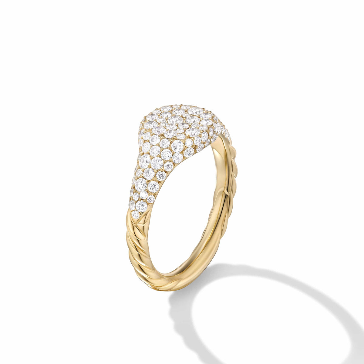 Petite Pavé Pinky Ring in 18K Yellow Gold with Diamonds