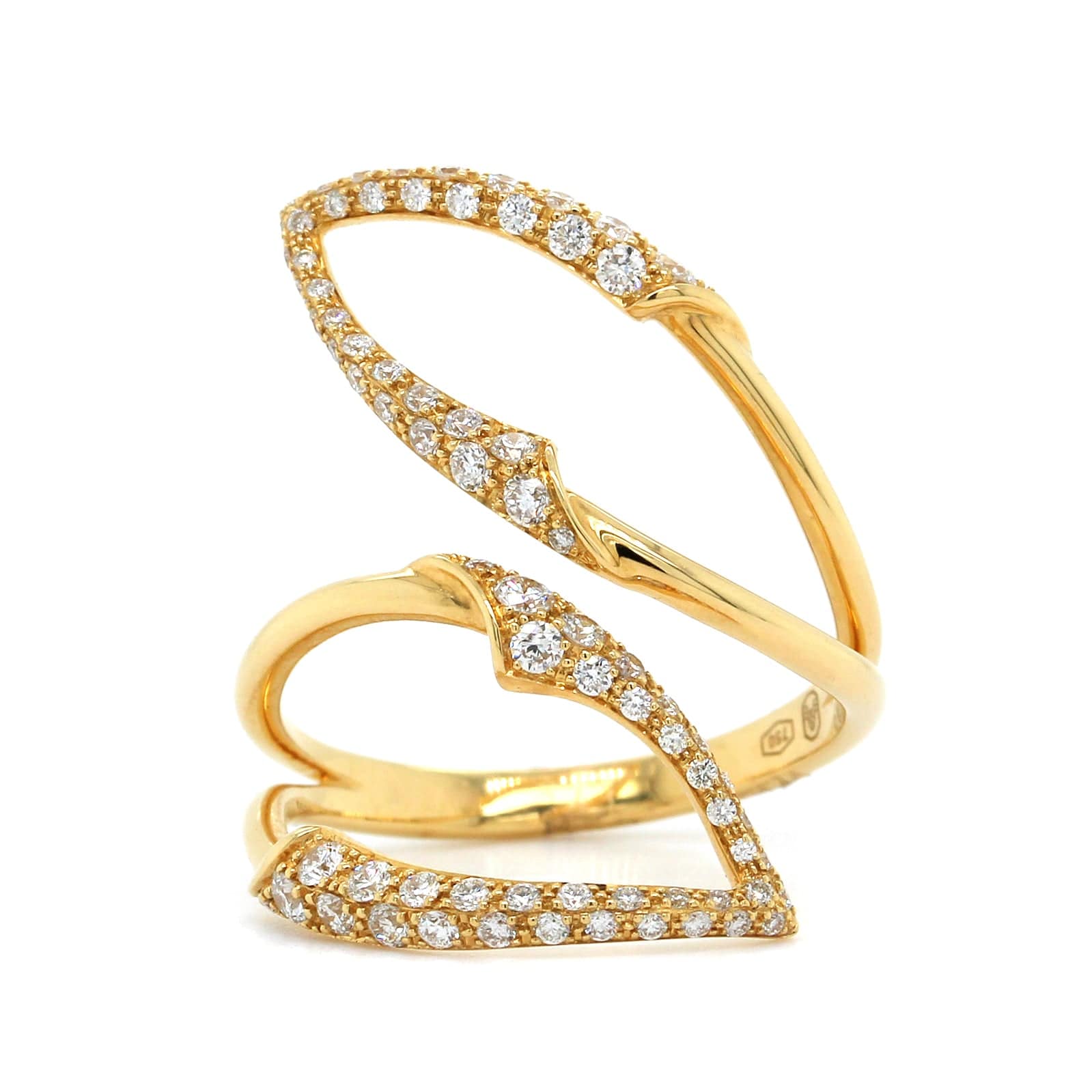 Etho Maria 18K Yellow Gold Pave Diamond Open Bypass Ring