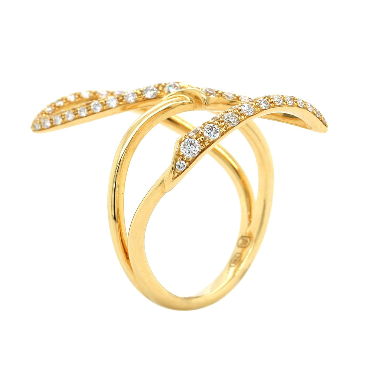 Etho Maria 18K Yellow Gold Pave Diamond Open Bypass Ring