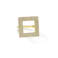 Cadar 18K Yellow Gold Pave Diamond Square Foundation Ring