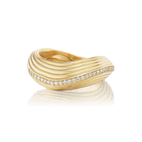 18K Yellow Gold Wave Diamond Ring