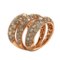 Etho Maria 18K Rose Gold 3 Row Brown Diamond Ring