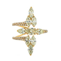 Etho Maria 18K Yellow Gold 3 Row Diamond Ring
