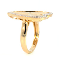 14K Yellow Gold Fluted Diamond Heart Ring
