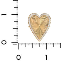 14K Yellow Gold Fluted Diamond Heart Ring