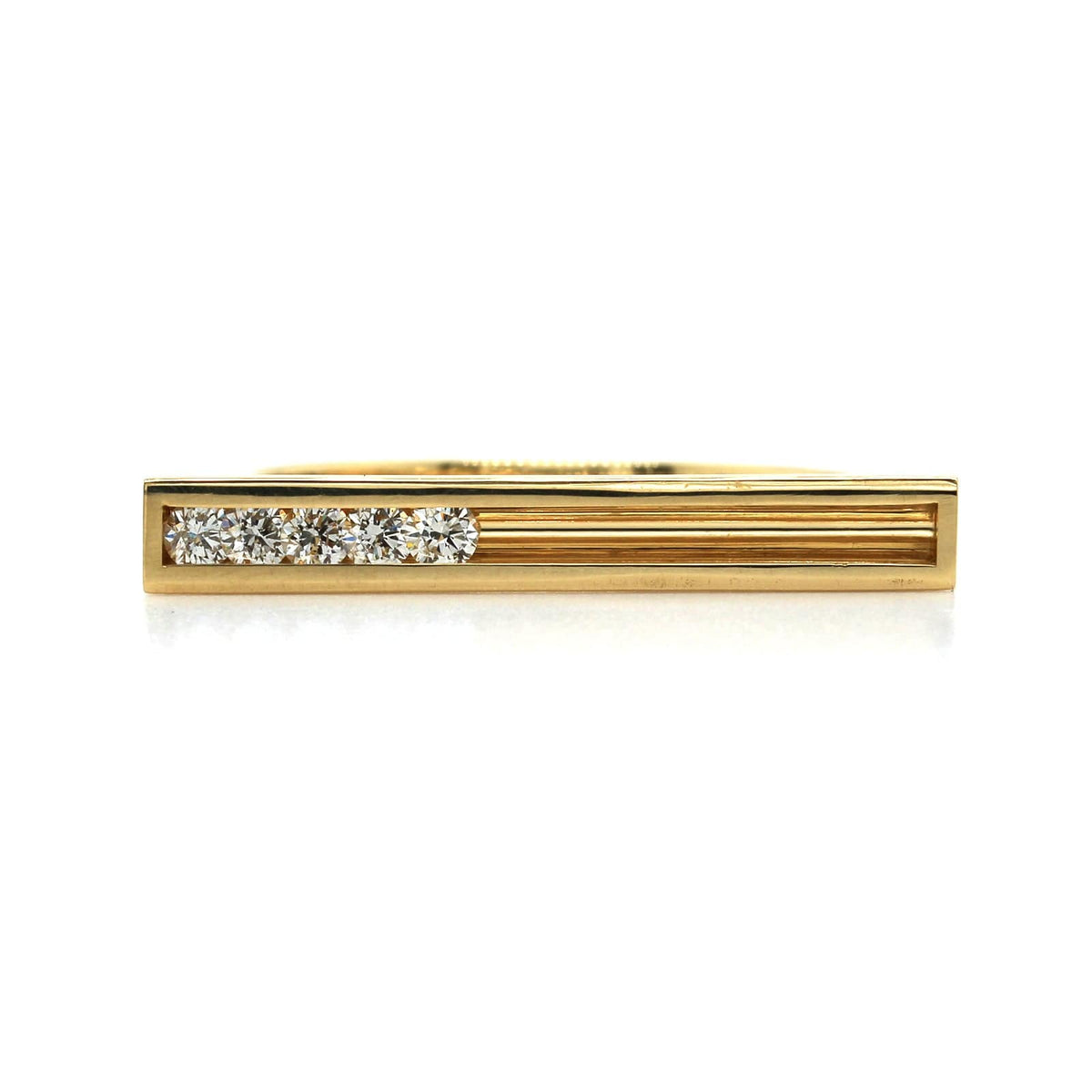 18K Yellow Gold 5 Moving Diamond Ring