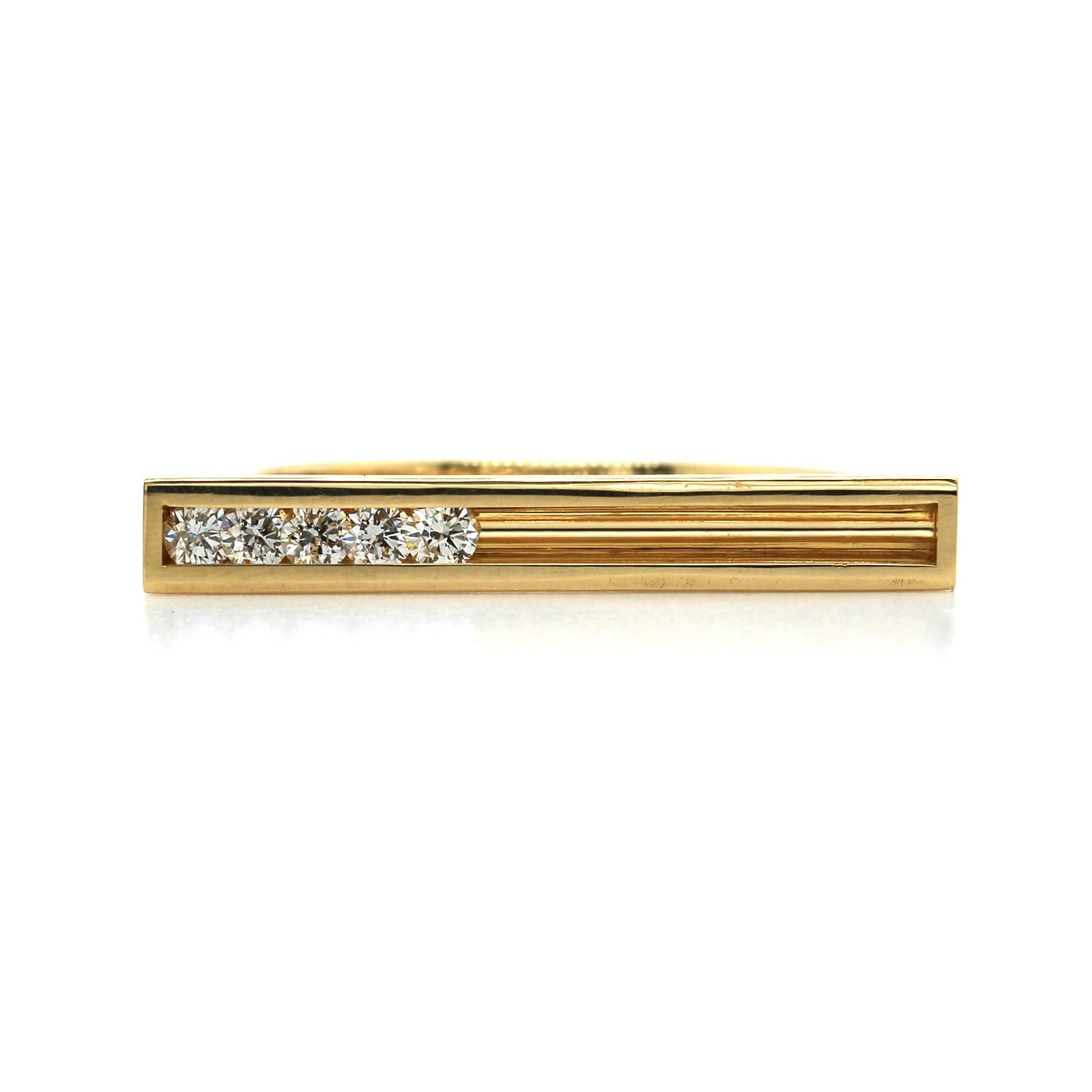 18K Yellow Gold 5 Moving Diamond Ring