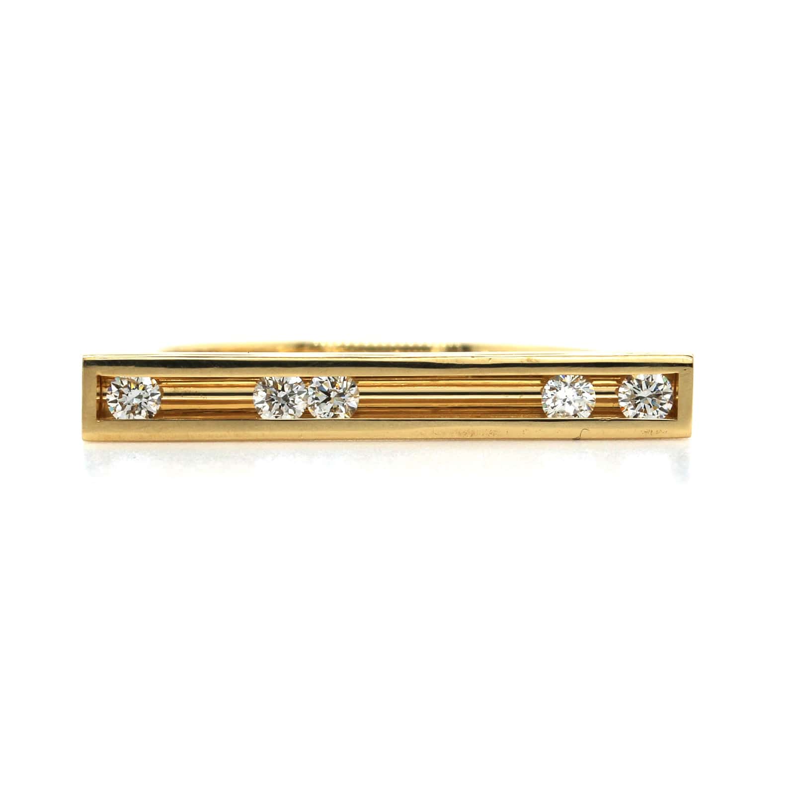 18K Yellow Gold 5 Moving Diamond Ring