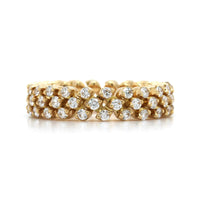 18K Yellow Gold 3 Row Adjustable Diamond Ring