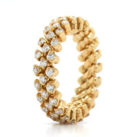 18K Yellow Gold 3 Row Adjustable Diamond Ring