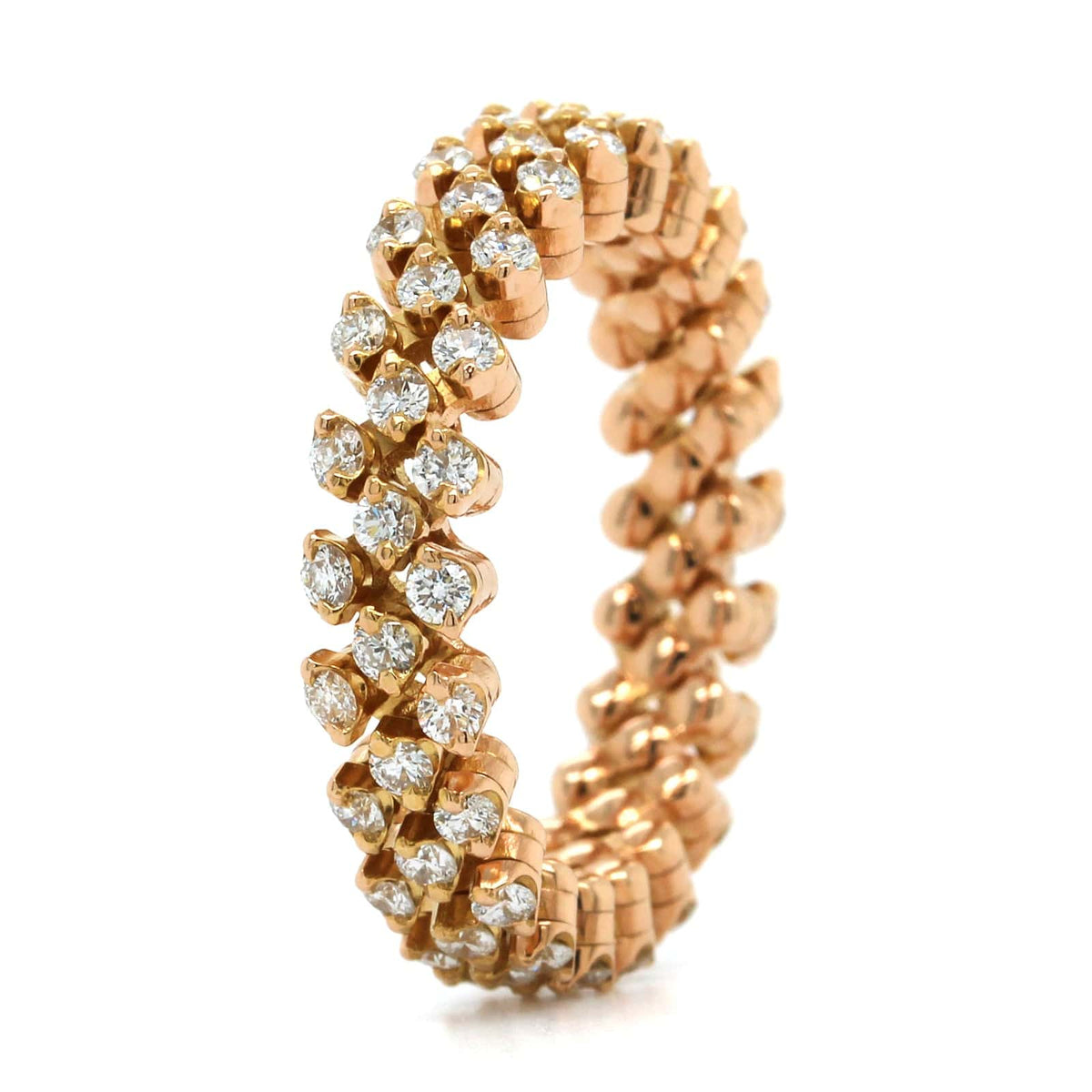 18K Rose Gold 3 Row Adjustable Diamond Ring – Long's Jewelers