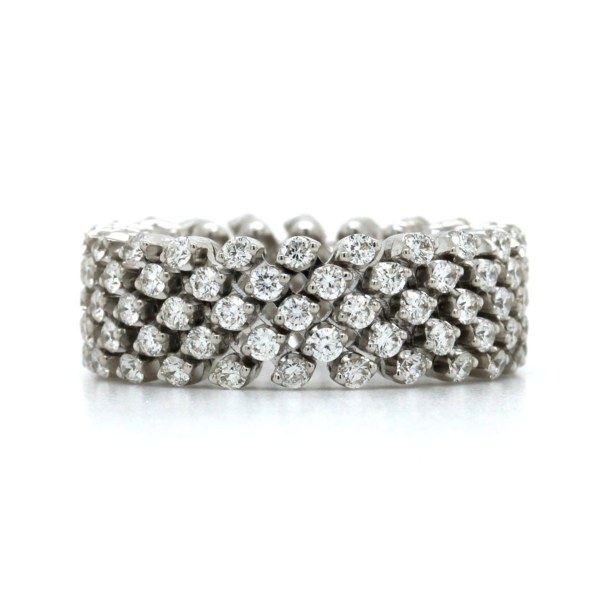 18K White Gold 5 Row Adjustable Diamond Ring
