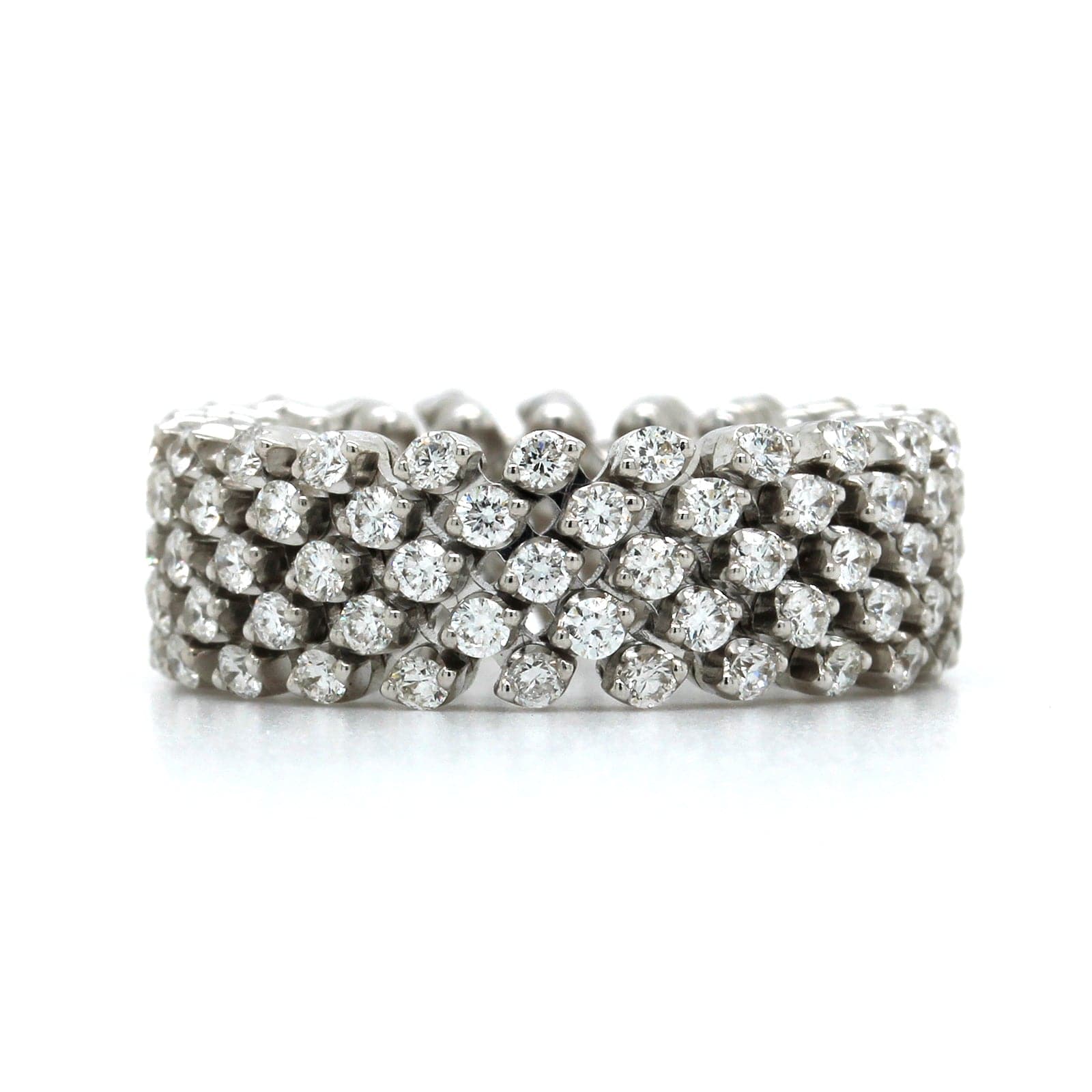 18K White Gold 5 Row Adjustable Diamond Ring