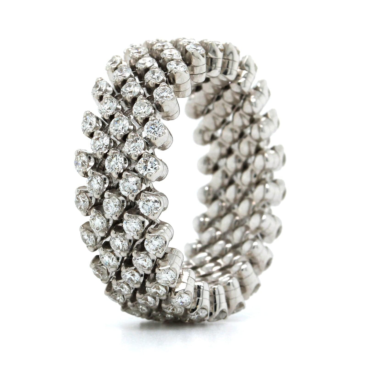 18K White Gold 5 Row Adjustable Diamond Ring