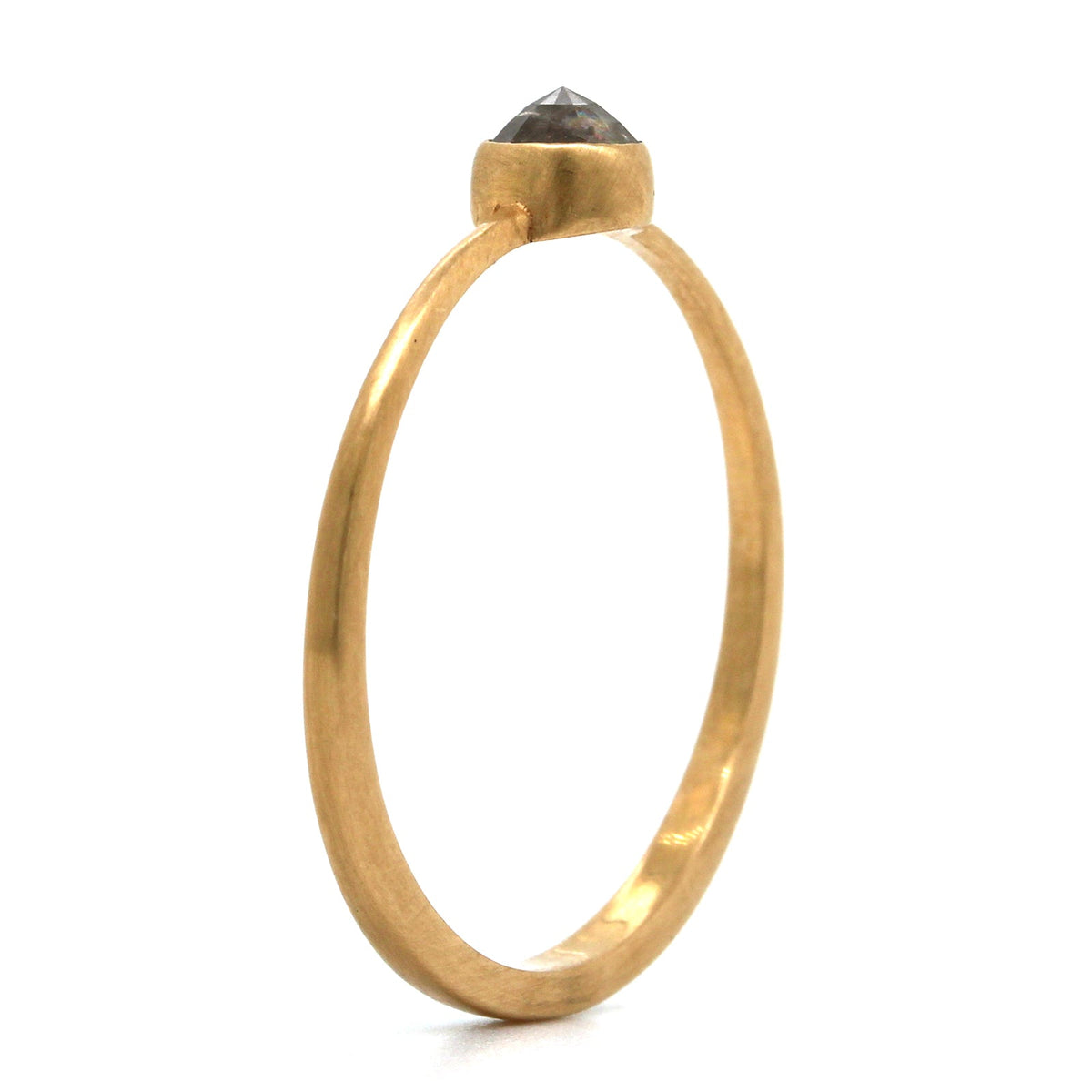 14K Yellow Gold Rose Cut Brown Diamond Bezel Set Ring