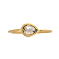 18K Yellow Gold Rose Cut Pear Diamond Ring