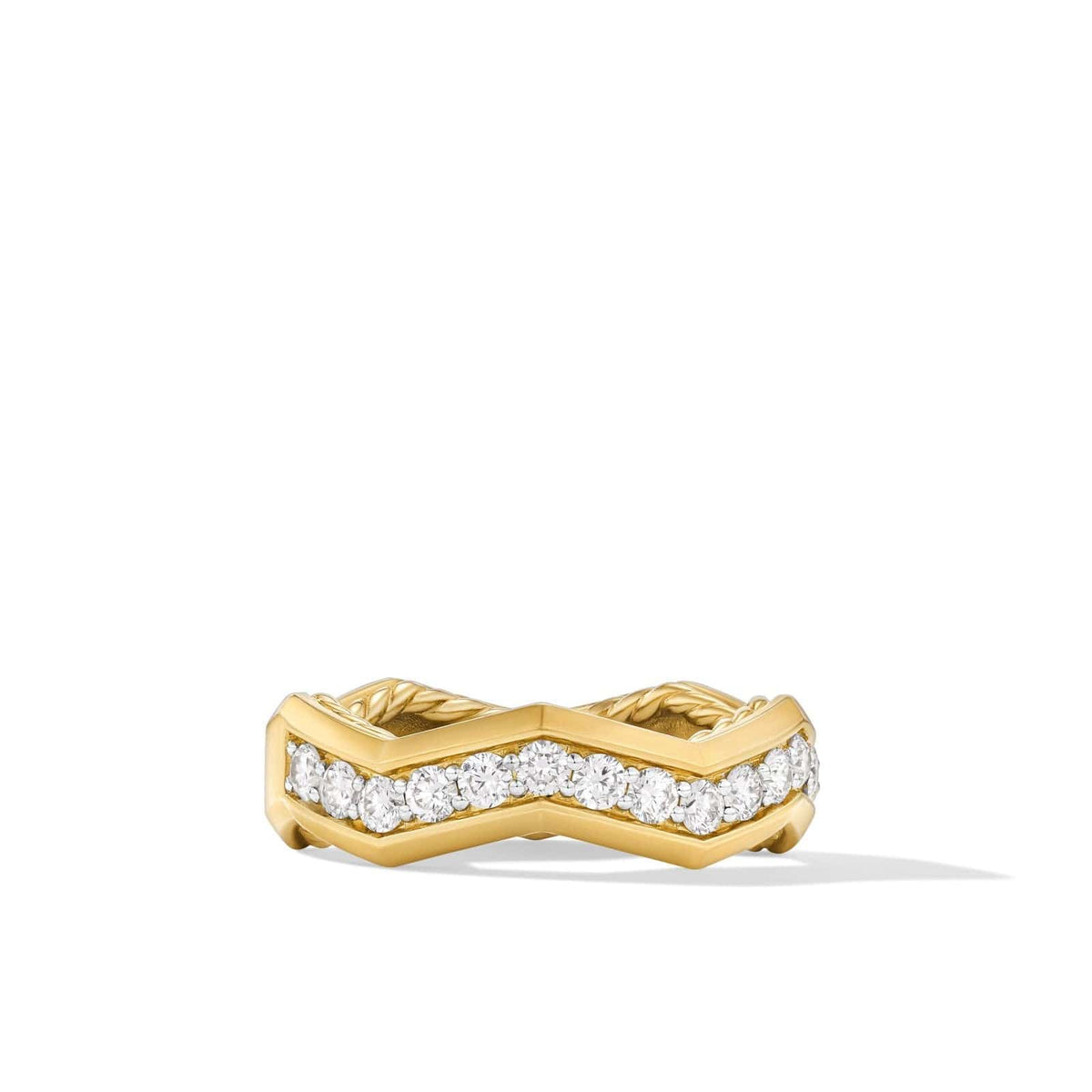 Zig Zag Stax™ Ring in 18K Yellow Gold with Diamonds, 5mm