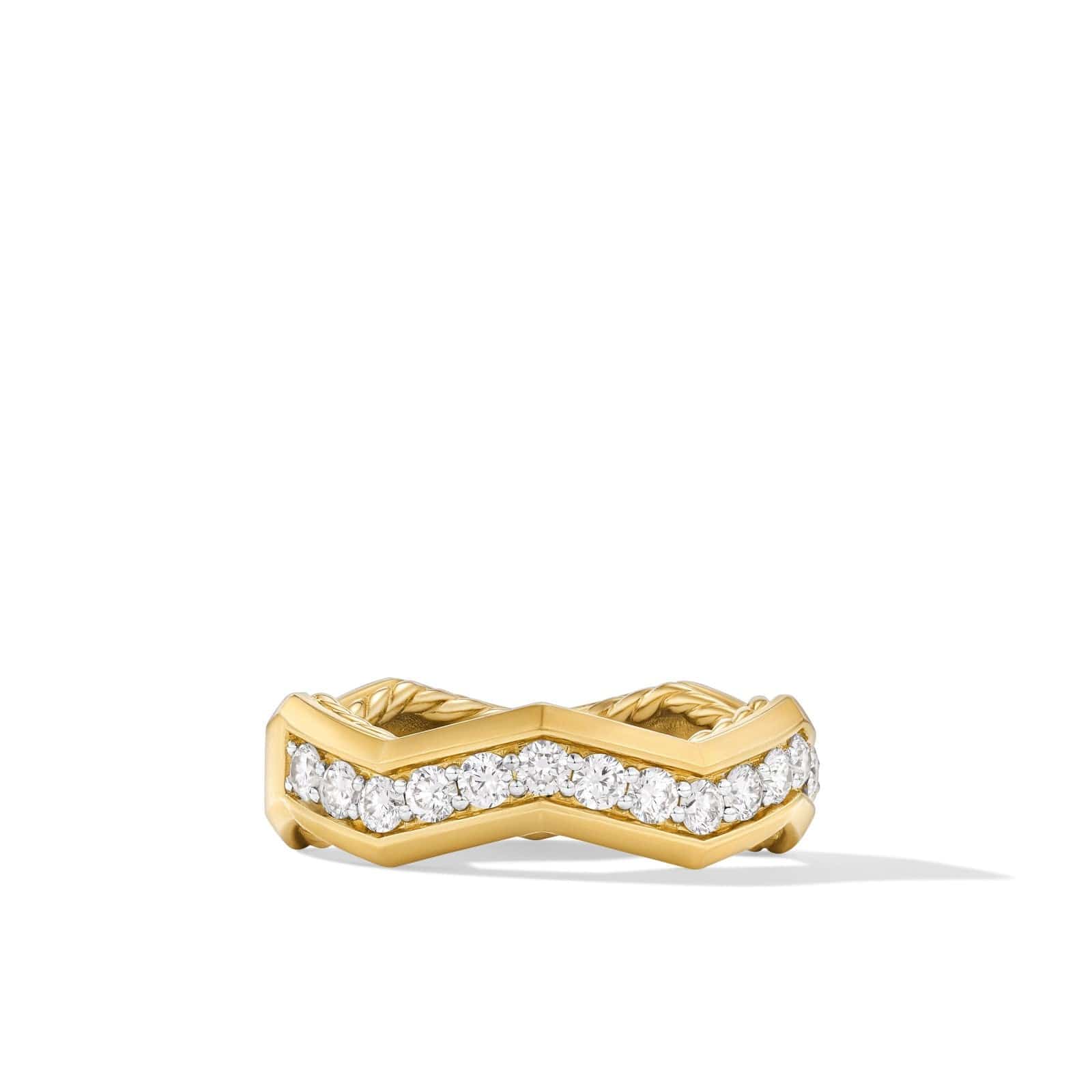 Zig Zag Stax™ Ring in 18K Yellow Gold with Diamonds, 5mm