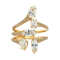Etho Maria 18K Yellow Gold Diamond Ring with Pave Diamond Split Shank