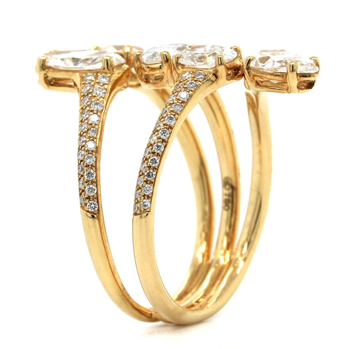 Etho Maria 18K Yellow Gold Diamond Ring with Pave Diamond Split Shank
