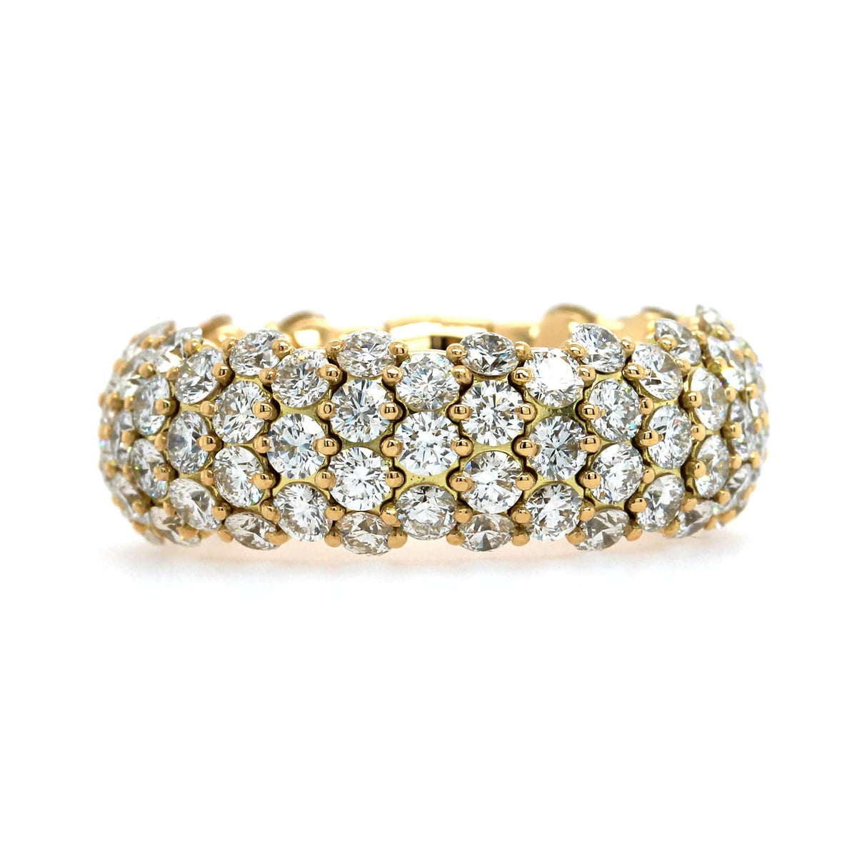 Zydo 18K Yellow Gold Pave Diamond Multi Row Stretch Ring