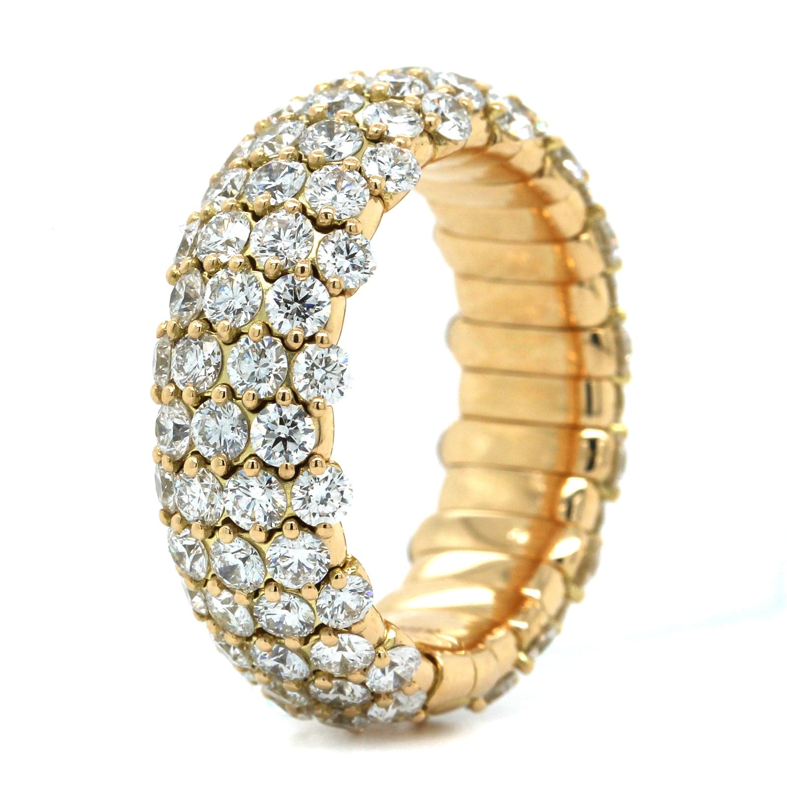 Zydo 18K Yellow Gold Pave Diamond Multi Row Stretch Ring