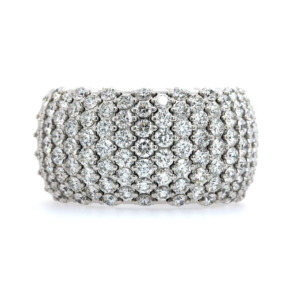 Zydo 18K White Gold Alternating Diamond Rows Stretch Ring