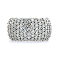 Zydo 18K White Gold Alternating Diamond Rows Stretch Ring