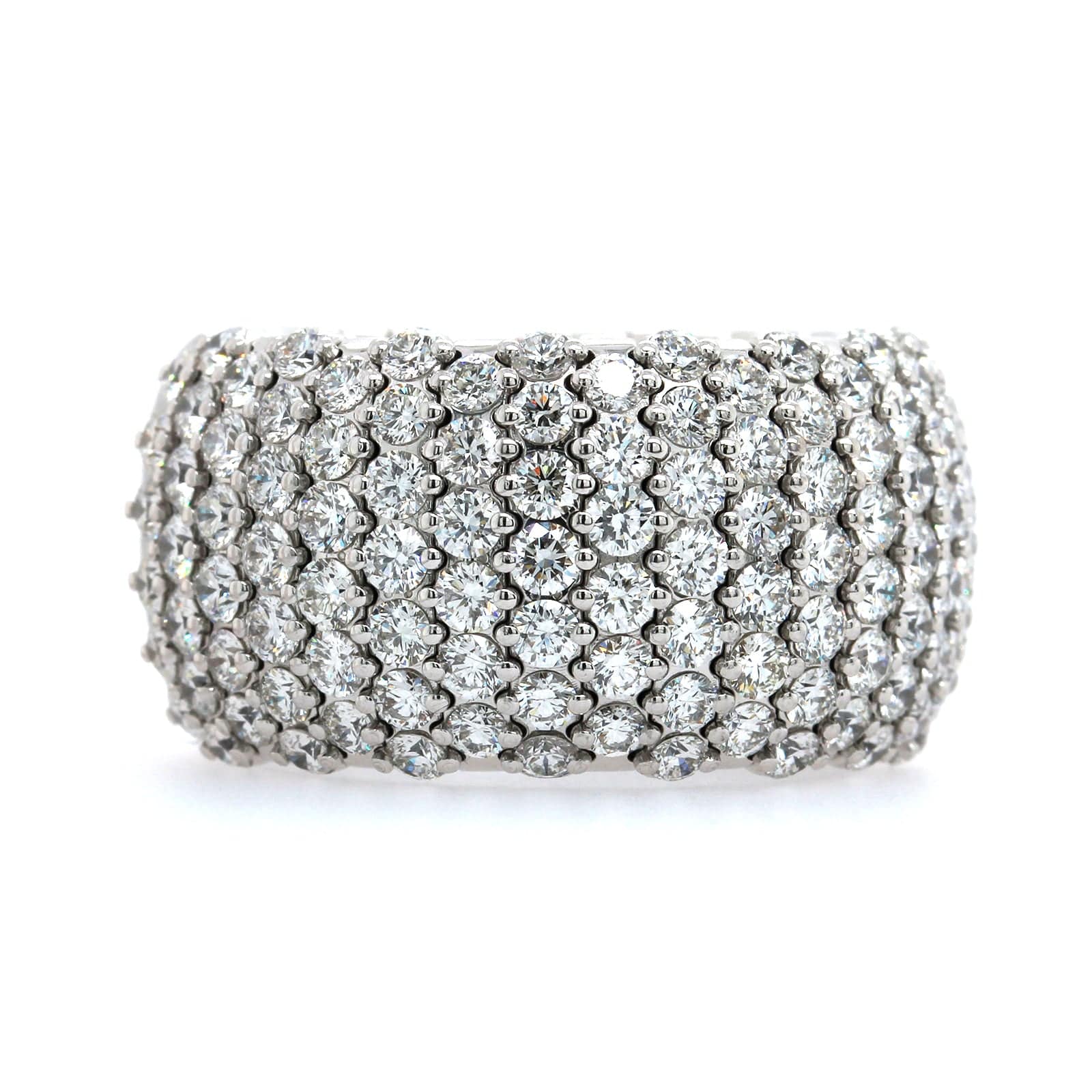 Zydo 18K White Gold Alternating Diamond Rows Stretch Ring