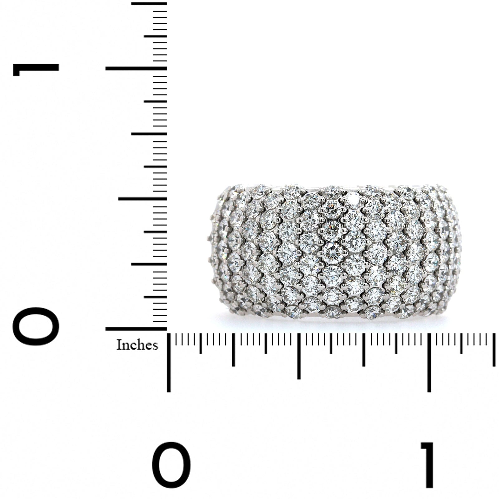 Zydo 18K White Gold Alternating Diamond Rows Stretch Ring