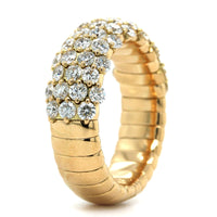 Zydo 18K Yellow Gold Alternating 3 & 4 Diamond Rows Stretch Ring