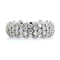 Zydo 18K White Gold Alternating 3 & 4 Diamond Rows Stretch Ring