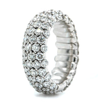 Zydo 18K White Gold Alternating 3 & 4 Diamond Rows Stretch Ring