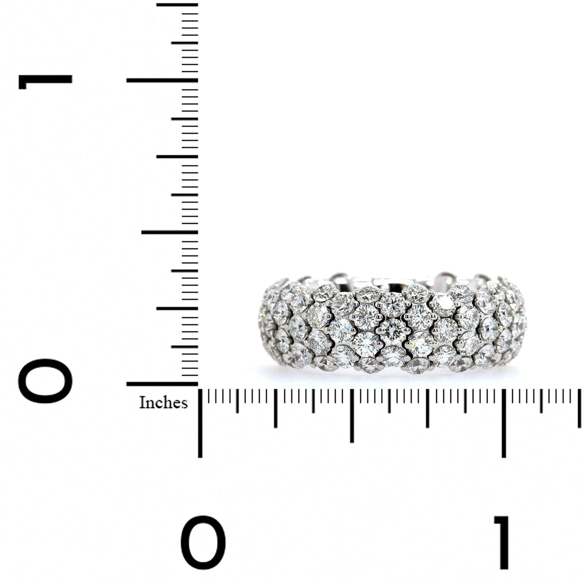 Zydo 18K White Gold Alternating 3 & 4 Diamond Rows Stretch Ring