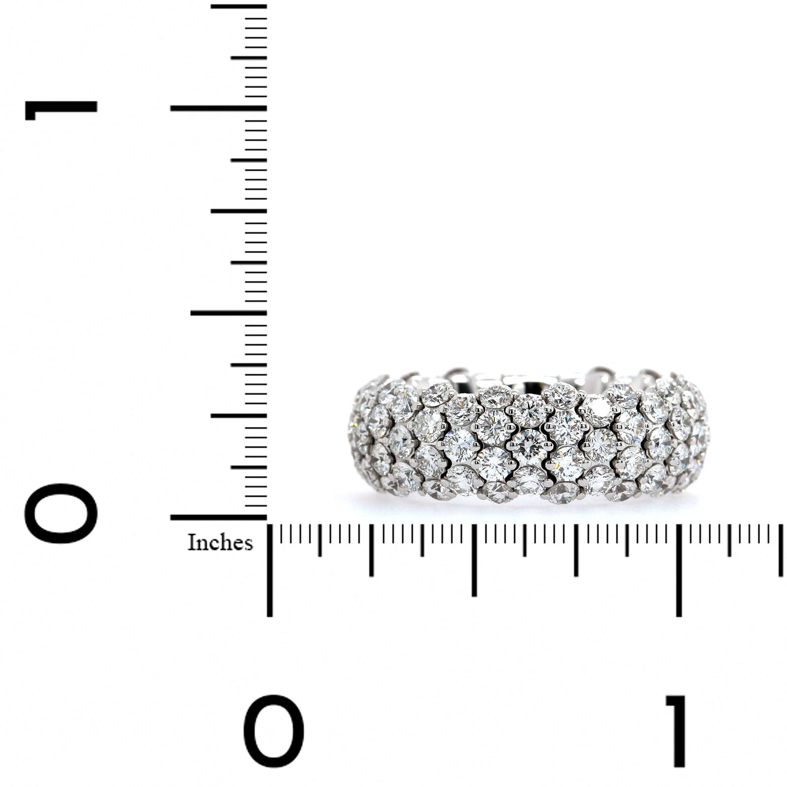 Zydo 18K White Gold Alternating 3 & 4 Diamond Rows Stretch Ring