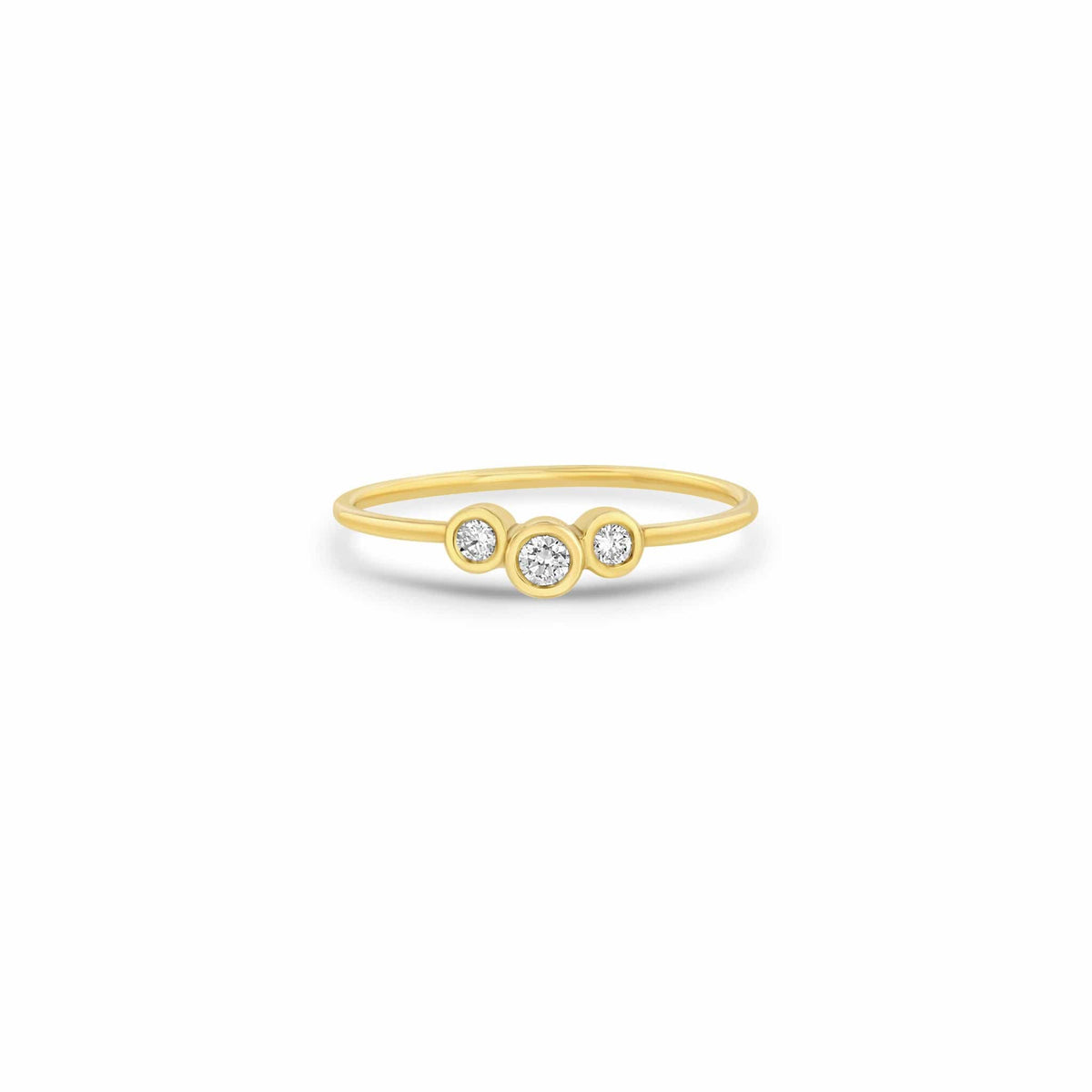 Zoe Chicco 14K Yellow Gold Curved 3 Graduated Diamond Ring